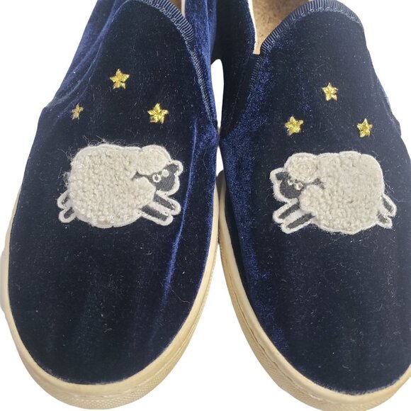 Soludos Velvet Loafers Sheep Stars Blue Slip On Womens 10 - Picture 3 of 8